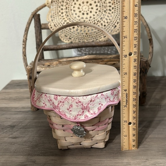 LONGABERGER 2001 BREAST CANCER HORIZON OF HOPE BASKET W/Hexagon Wood Top & Liner - Picture 15 of 17